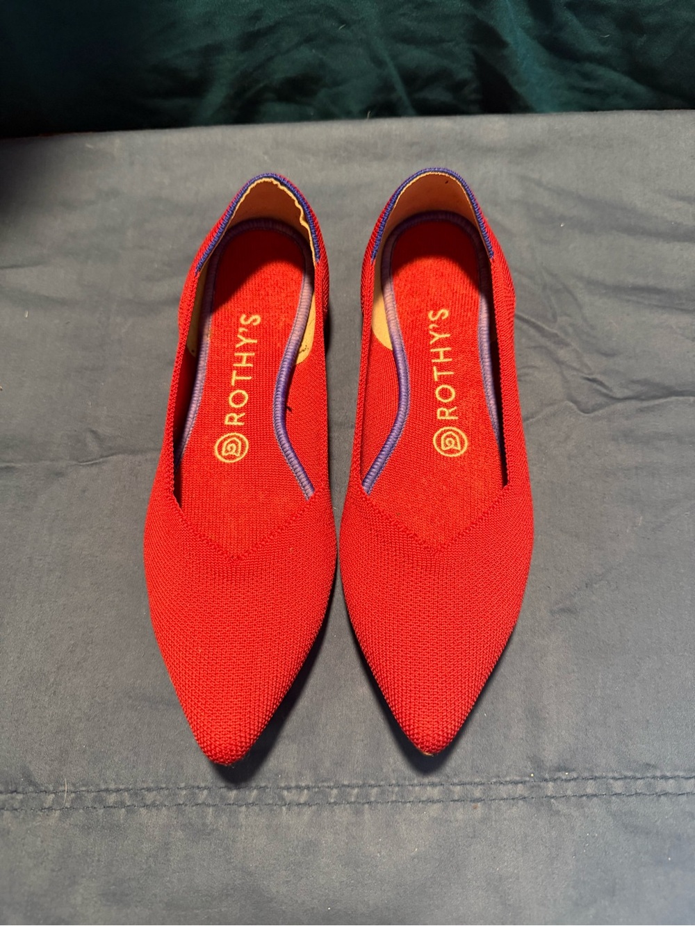 Rothy's Pointed Knit Slip-On Flats in Red